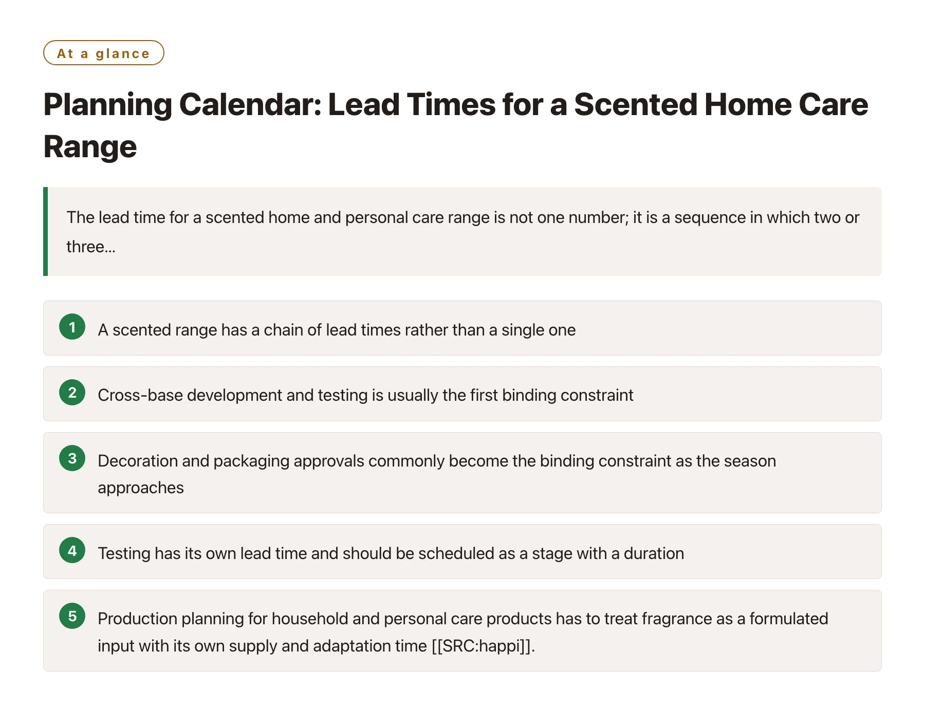 Planning Calendar: Lead Times for a Scented Home Care Range——全文要点速览